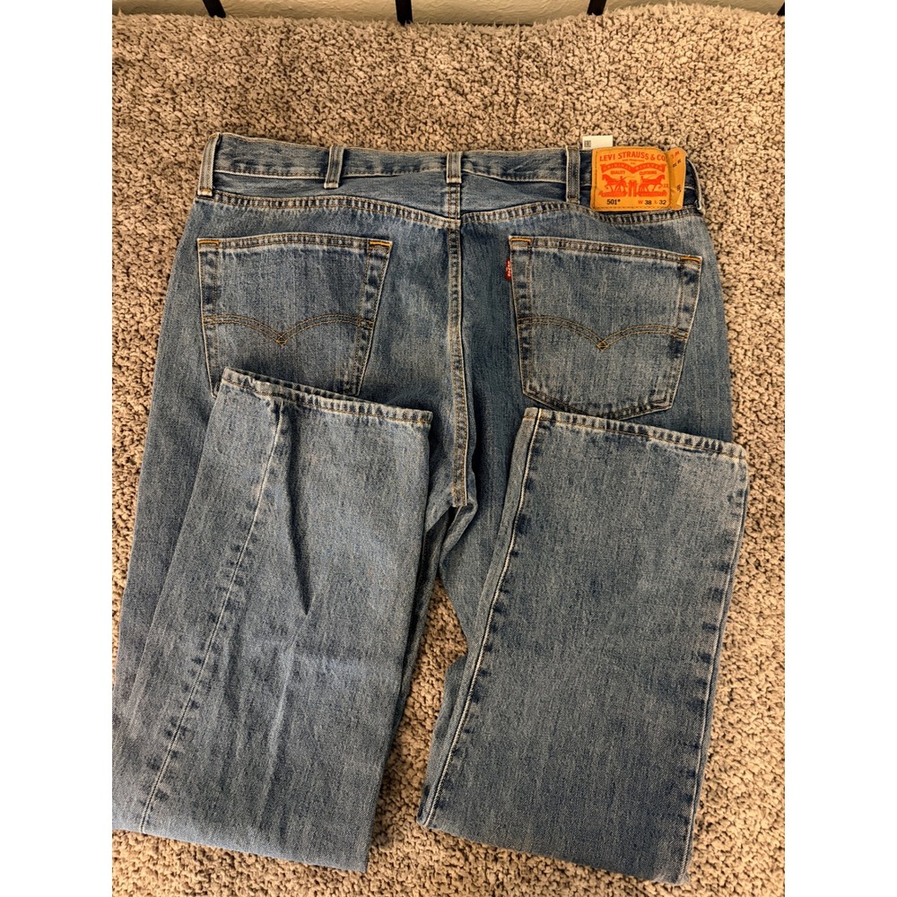 Levis 501 Original Fit Jeans 38x30 Blue Straight Leg Denim Americana Western